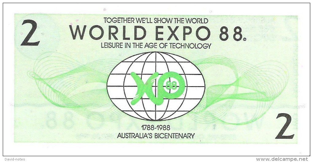 Australia - World Expo 1988 - 2 Dollars 1988 - Unc - Other & Unclassified