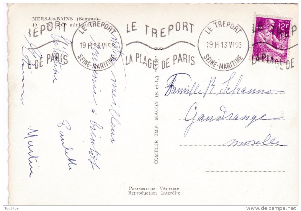 MERS LES BAINS - SOMME -  (80) - CPSM DENTELEE DE 1958 - BEL AFFRANCHISSEMENT POSTAL. - Mers Les Bains