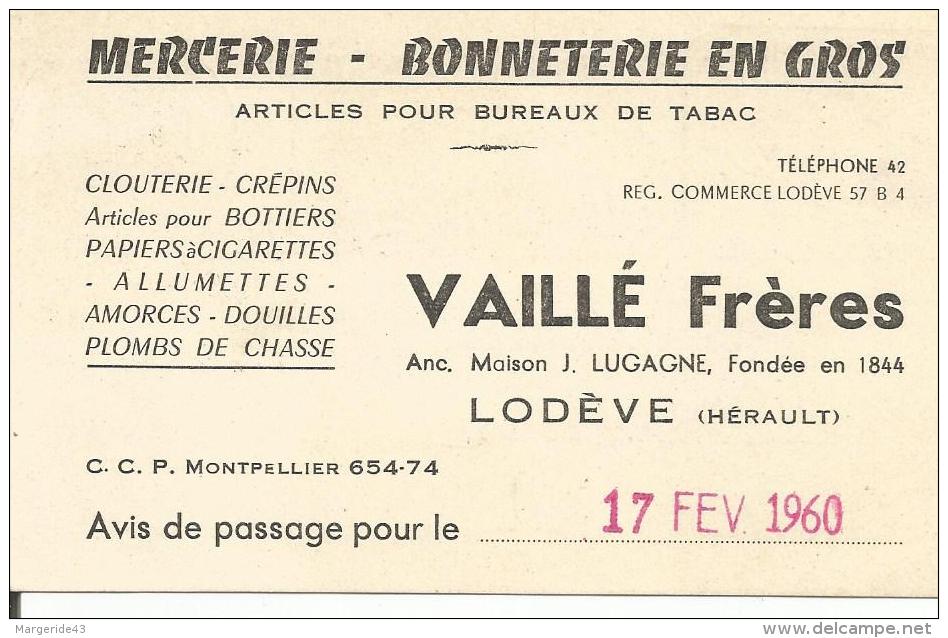 OBLITERATION MECANIQUE SUR CARTE COMMERCIALE DE LODEVE (HERAULT) DU 9/2/1960 - 1961-....