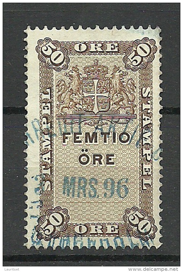 SCHWEDEN Sweden 1896 Stempelmarken Revenue Tax Stamp 50 öre O - Revenue Stamps
