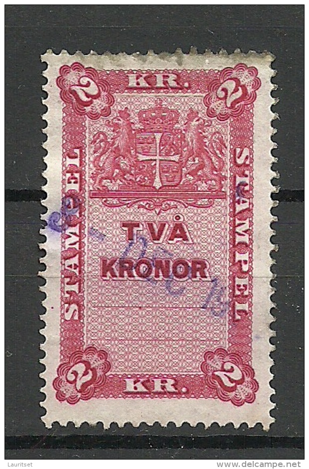 SCHWEDEN Sweden 1906 Stempelmarke Revenue Tax 2 Kr.o - Fiscale Zegels