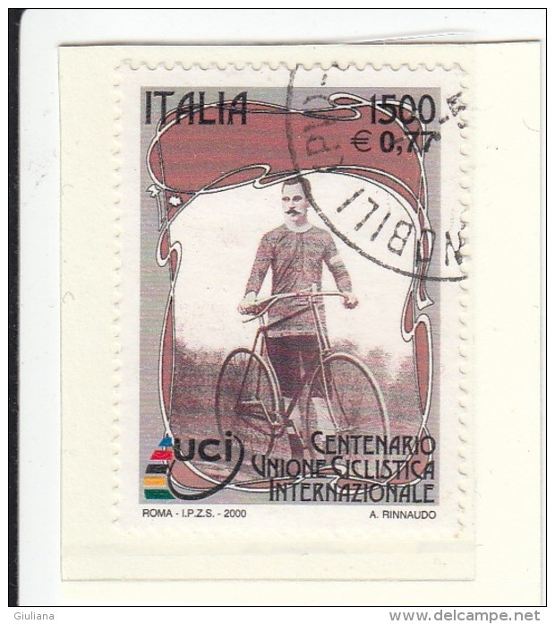 Italia Rep. 2000  -  2474 Used  (Sassone)  Centenario Unione Ciclistica Internazionale - Cycling