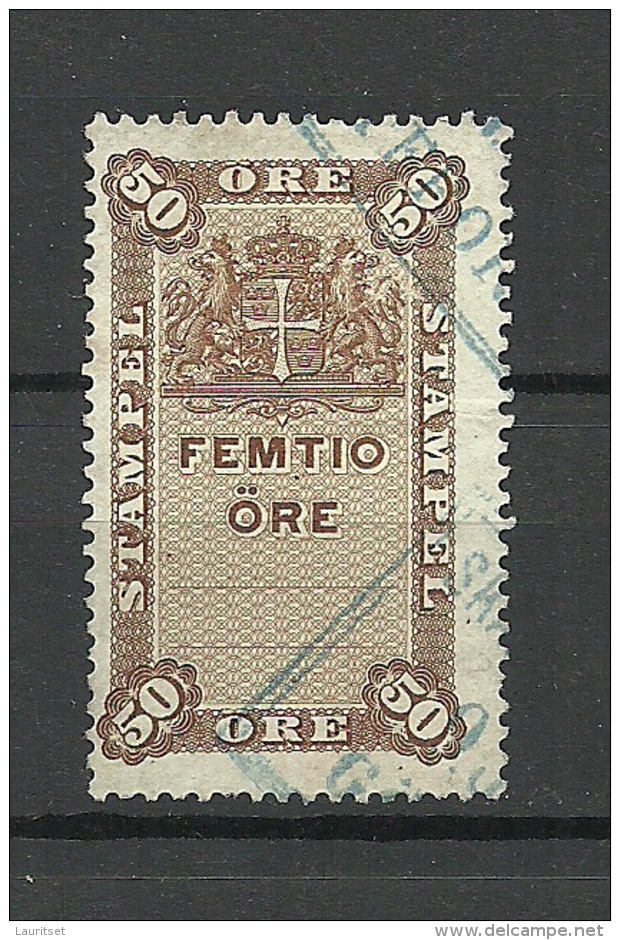 SCHWEDEN Sweden Ca 1895 Stempelmarke Revenue Tax 50 öre.o - Revenue Stamps