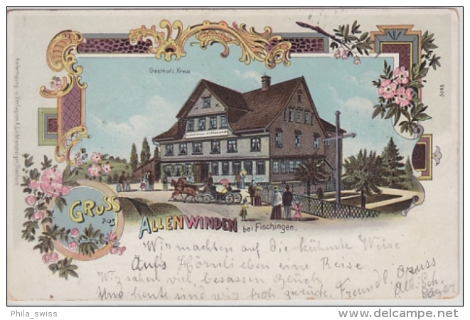 Allenwinden Bei Fischingen, Gruss Aus - Litho - Gasthof Zum Kreuz - Fischingen