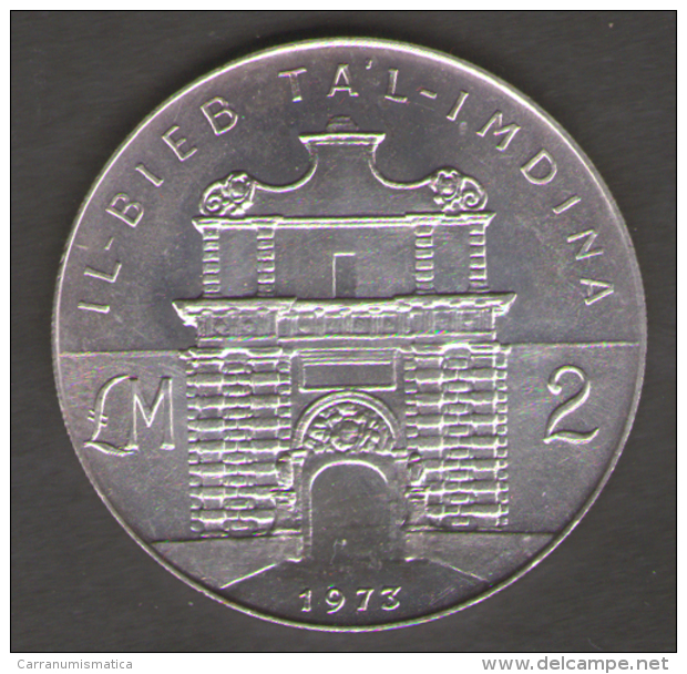 MALTA 2 LIRE MALTESE 1973 IL BIEB TAL IMDINA AG SILVER - Malta