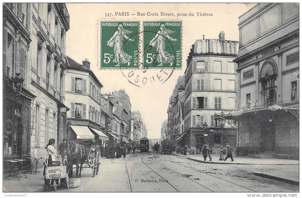 75-PARIS 15-  RUE DE LA CROIX NIVERT, PRISE DU THEATRE - Arrondissement: 15