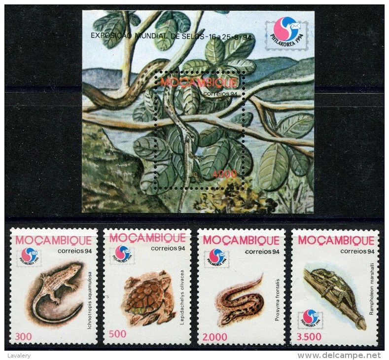 MOZAMBIQUE 1994 PhilaKorea '94 World Philatelic Exhibition Reptiles Snake Lizard Turtle Chameleon Animals Fauna MNH - Serpents