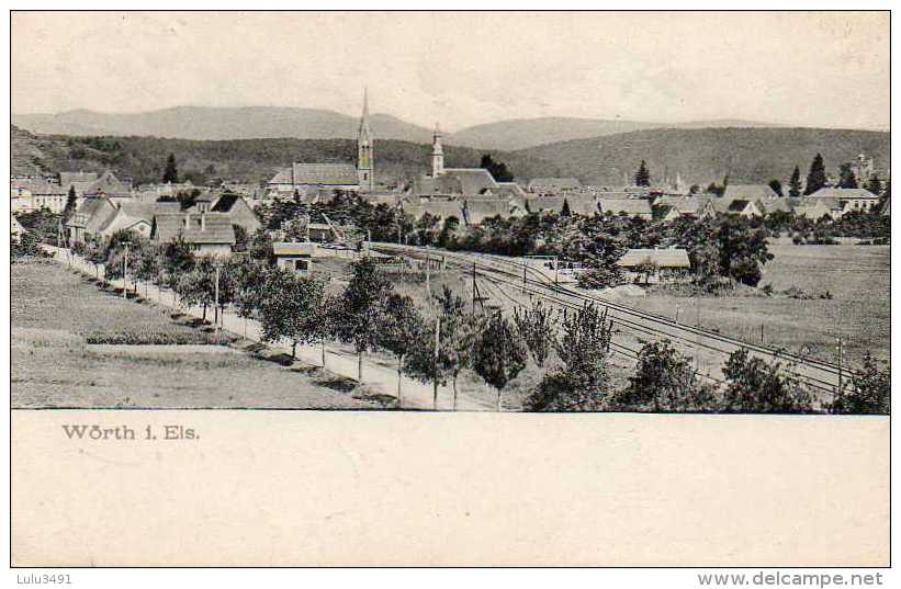 CPA - WOERTH (67) - Aspect De L'entrée Du Bourg Et De La Ligne De Chemin De Fer En 1908 - Wörth