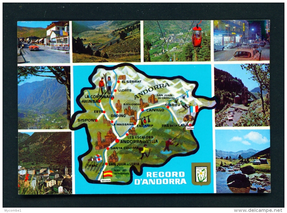ANDORRA  -  Map And Multi View  Used Postcard As Scans - Andorra