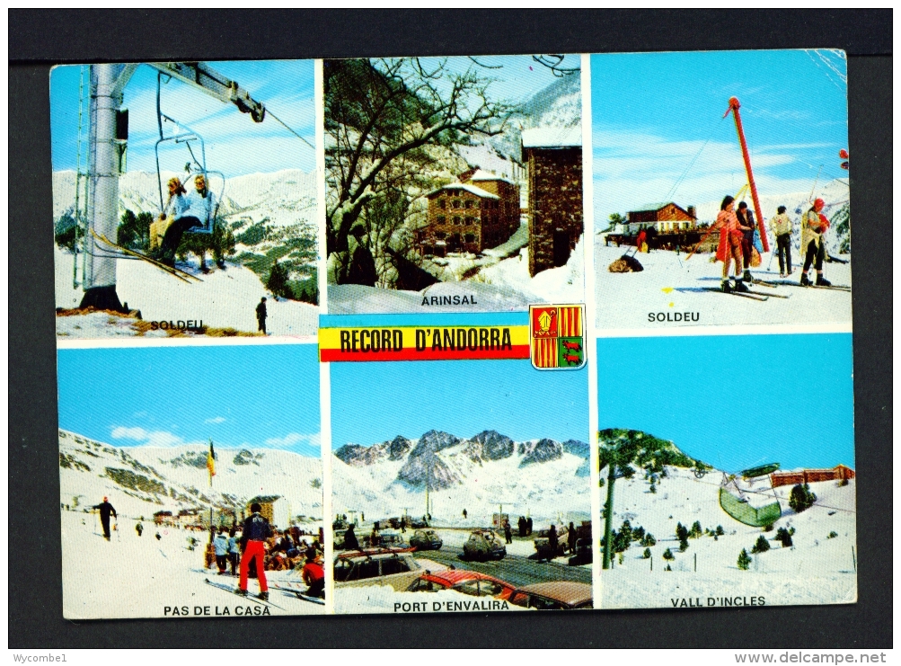 ANDORRA  -  Multi View  Skiing  Used Postcard As Scans - Andorra