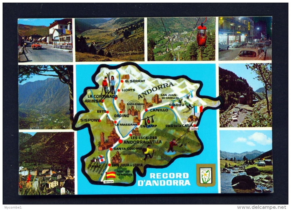 ANDORRA  -  Map And Multi View  Used Postcard As Scans - Andorra