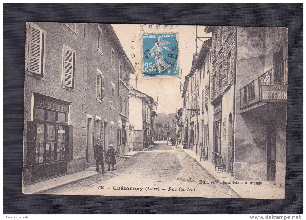 Prix Fixe Chatonnay (38) - Rue Centrale ( Animée Epicerie Bonnet Pneus  Hutchinson Ed. Noel Buraliste) - Châtonnay