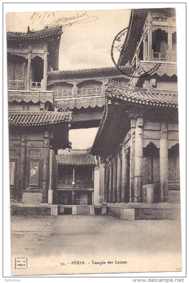 CPA Chine China Pekin Temple Des Lamas Edit TH C N° 35 Written écrite 1913 - Chine