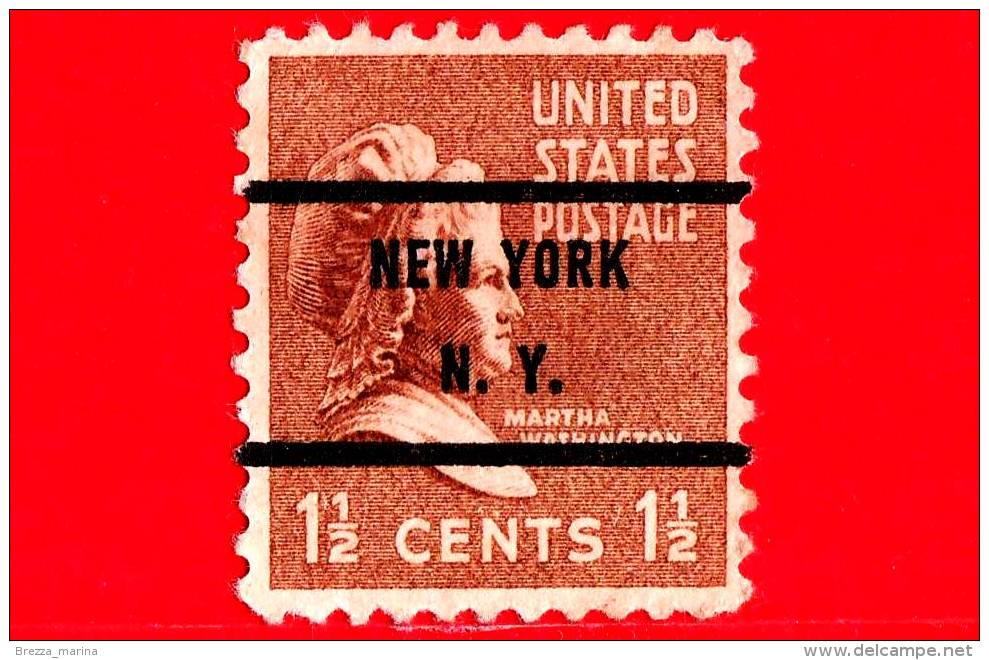 USA - STATI UNITI - Usato - 1938 - Martha Washington - New York N.Y. - 1 1/2 - Precancels