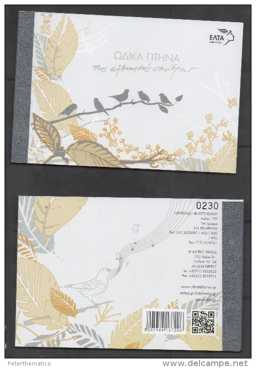 GREECE, 2014, MNH,SONGBIRDS, BIRDS, PRESTIGE BOOKLET WITH 5 S/SHEETS , ONLY 3500 PRINTED - Other & Unclassified