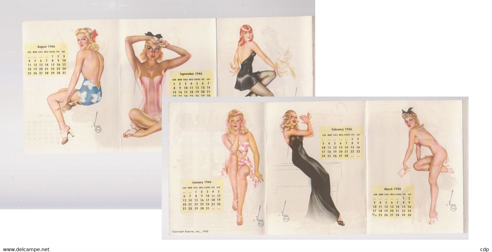 RARE Et Superbe Calendrier Esquire 1945  Pin-up  Alberto Vargas - Formato Piccolo : 1941-60