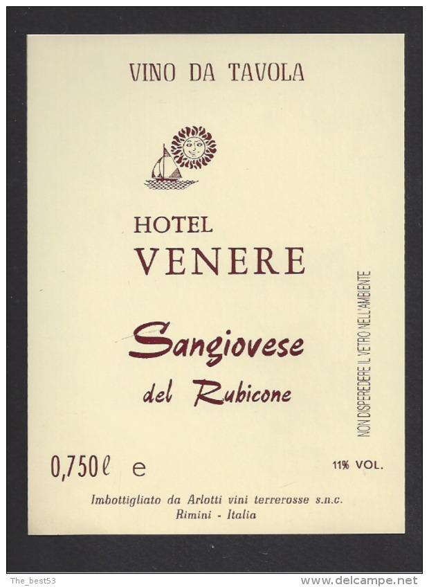 Etiquette  De Vin De Table  -  Hotel  Venere  (Italie) - Other & Unclassified