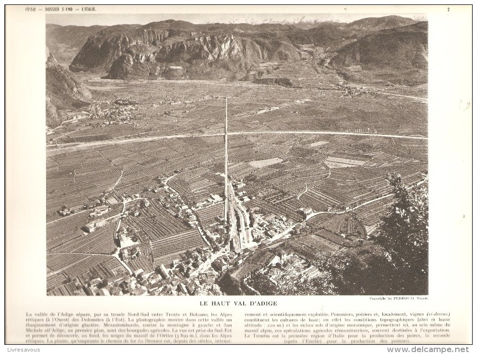 L´Italie Le Haut Val D'Adige  Documentation Photographique De 1958 - Autres & Non Classés