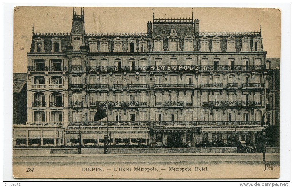 FRANCE- Carte Postale De DIEPPE - L´hôtel Métropole (1921) - Dieppe