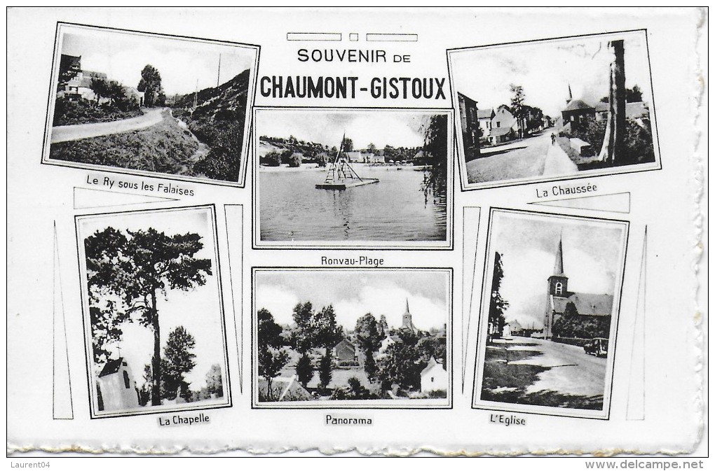 CHAUMONT- GISTOUX. SOUVENIR. LA CHAUSSEE, L'EGLISE...CARTE MULTIVUES. - Chaumont-Gistoux