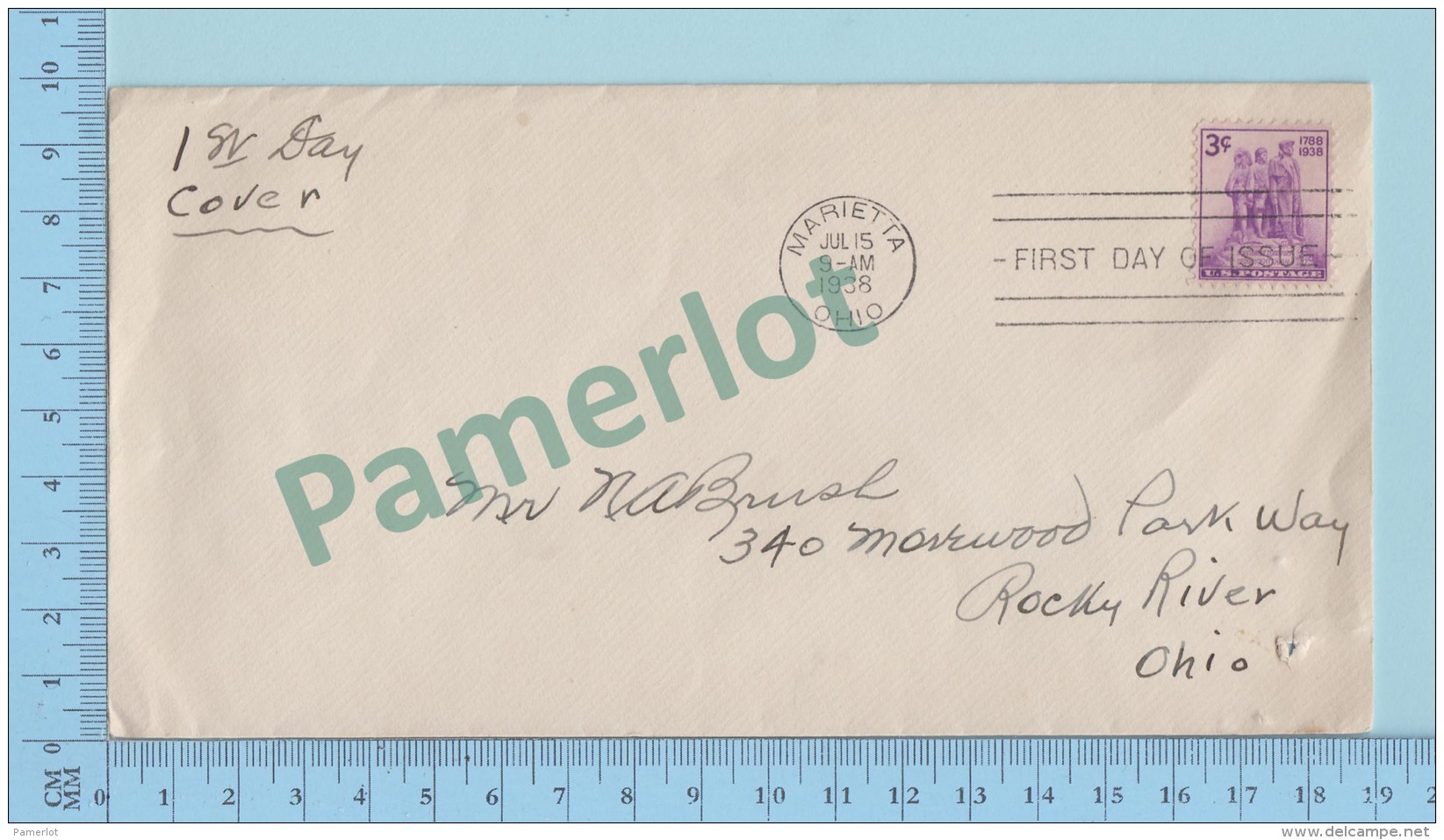 USA FDC PPJ -  Northwest Territory Besquicemtemnial    - Cover Marietta OHIO 1938  On A USA 3&cent; - Autres & Non Classés