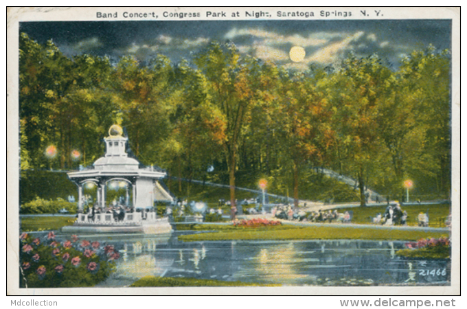 US SARATOGA / Band Concert, Congress Park At Night / CARTE COULEUR - Saratoga Springs