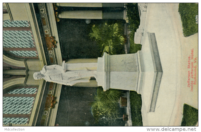 USA RICHMOND / Jefferson Statue, Inside Jefferson Hotel / CARTE COULEUR GLACEE - Other & Unclassified