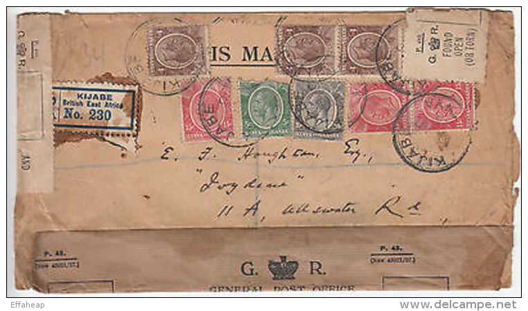 Kenya & Uganda: GV Cover, Found Open And Officially Secured, Kijabe, 10 Nov 1928 - Unclassified