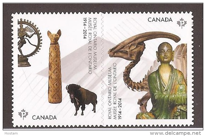 CANADA. 2014, #2726i, ROYAL MUSEUM Of ONTARIO  Pair Of DIE CUT From QUTERLY PACK   Mnh - Timbres Seuls