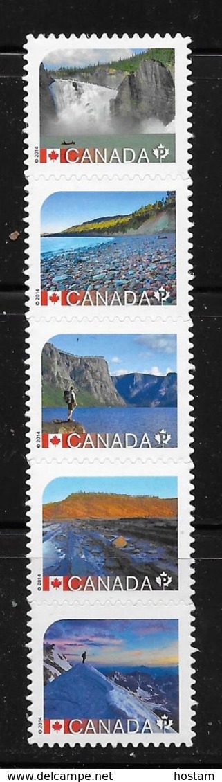 CANADA 2014, #2723i,  "P" RATE, UNESCO HISTORICAL SITES , Strip Of 5  STAMPS, MNH DIE CUT  From QUATERLY PACK - Timbres Seuls