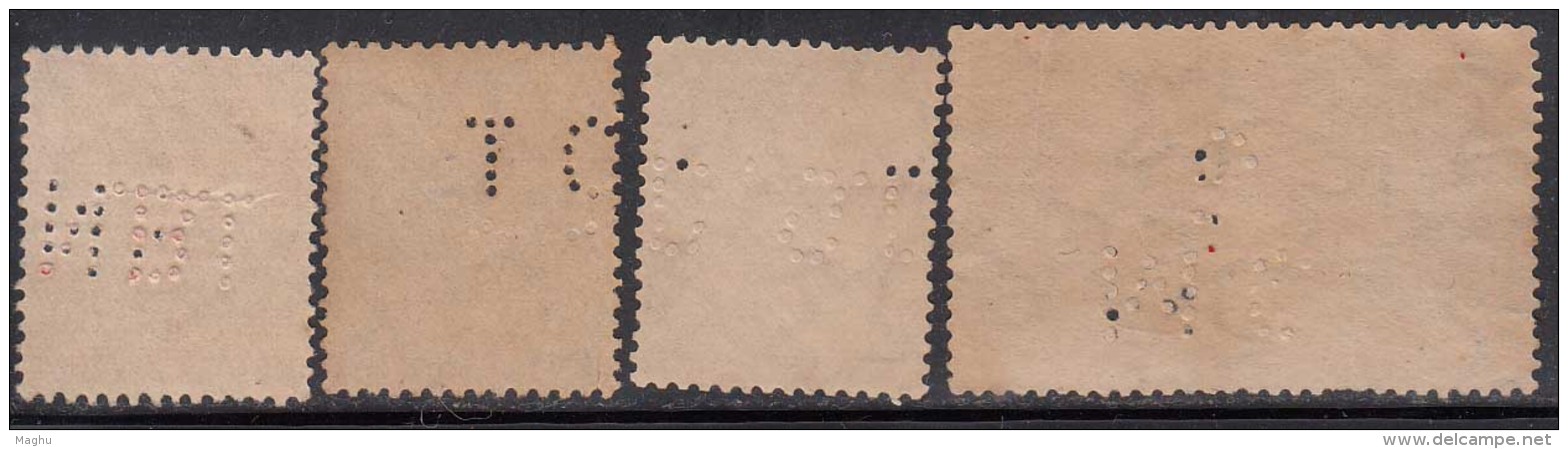 4 Perfins, Perfin, British India Used - Perfins