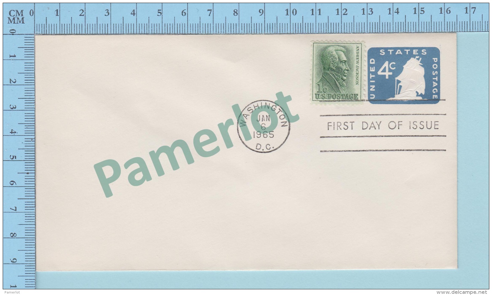 USA 1965 - FDC 4 CENTS EMBOSSED STAMPED ENVELOPE W 1 STAMP OF 1 C. ANDREW JACKSON  PPJ - 1961-80