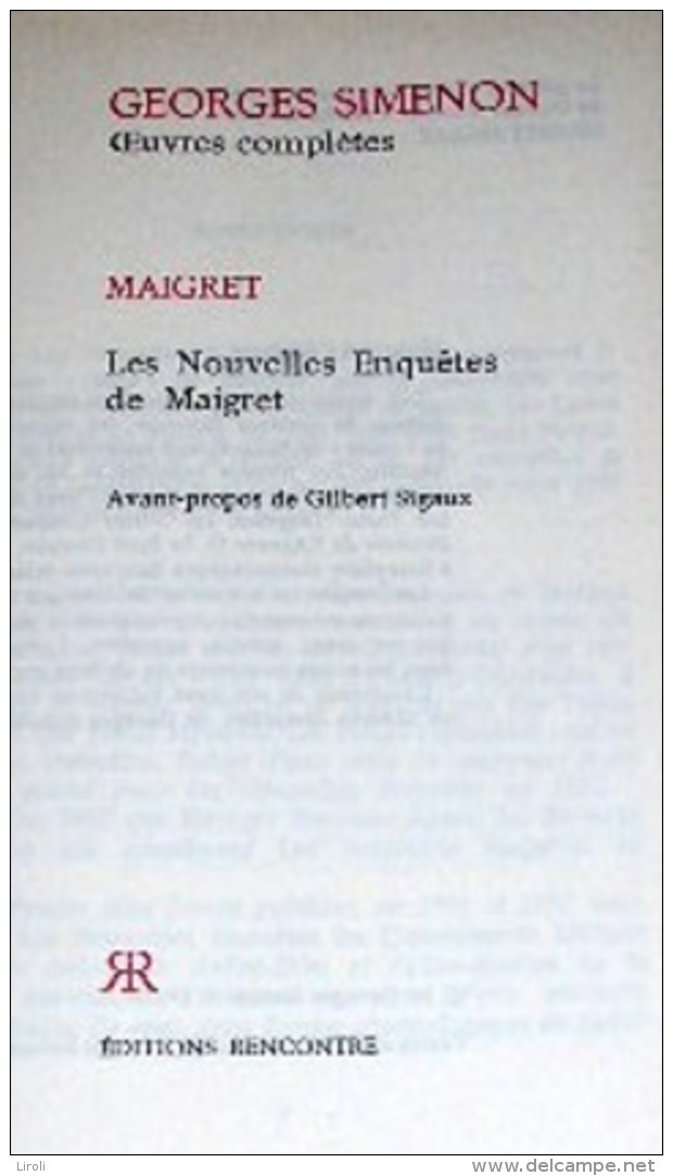 SIMENON. &OElig;uvres Completes. (09). IX. LES NOUVELLES ENQUÊTES DE MAIGRET.  19 Titres - Simenon