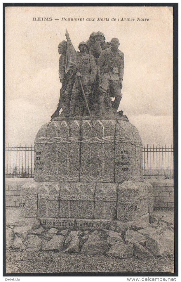 2623 - Alte Ansichtskarte - Reims Monument Aux Morts De LÀrmee Noire N. Gel. Kriegerdenkmal - Reims