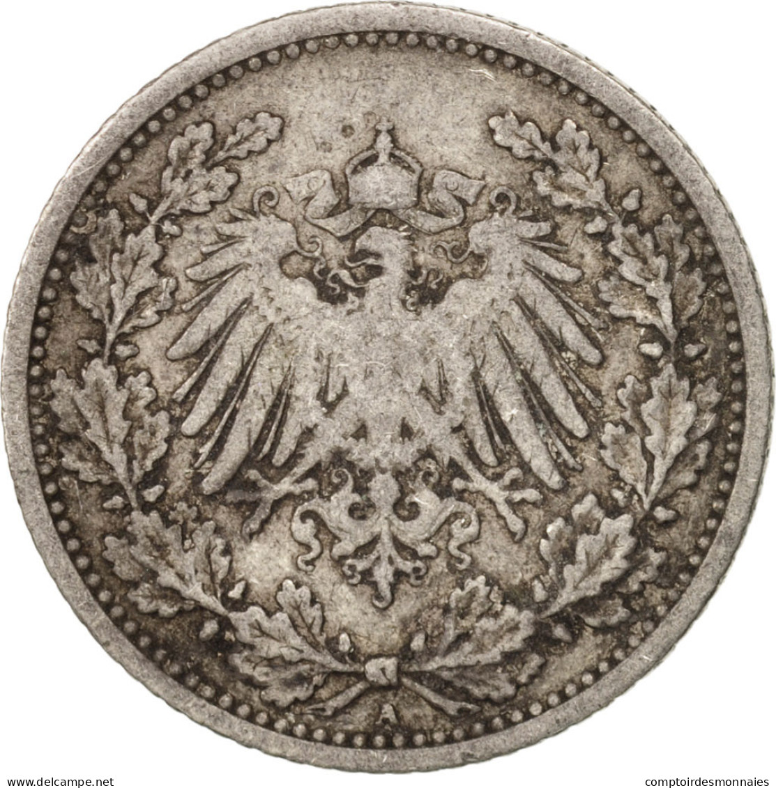 Monnaie, GERMANY - EMPIRE, 1/2 Mark, 1905, Berlin, TB+, Argent, KM:17 - 1/2 Mark