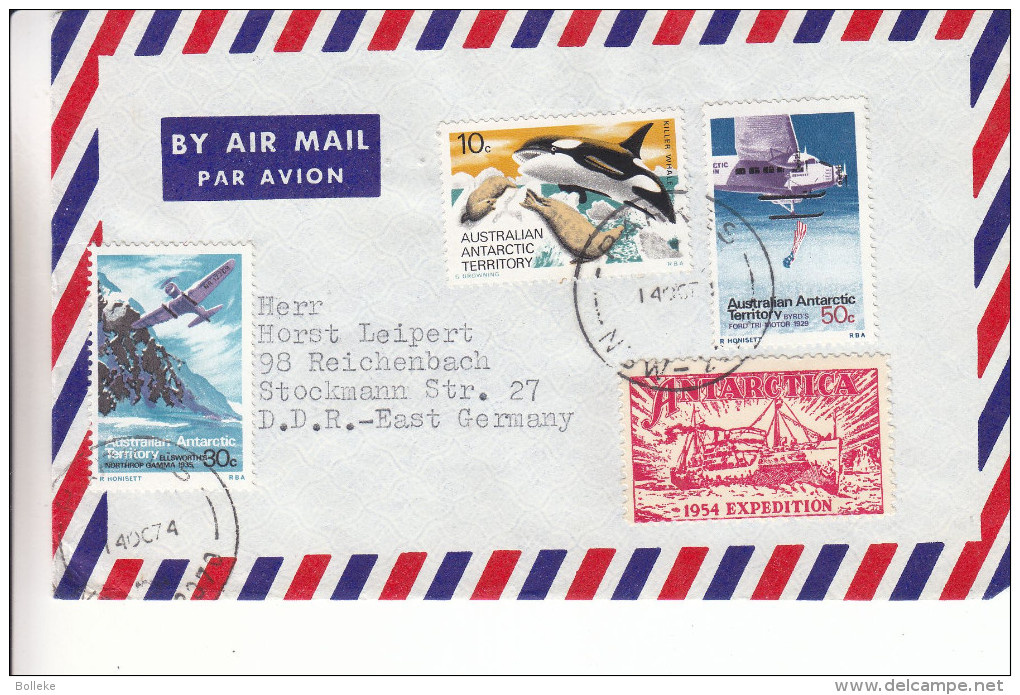 Philatélie Polaire - Australian Antarctic Territory - Lettre De 1974 - Oblit Parkes - Avec Vignette De 1954 - Orkas - - Antarctische Expedities