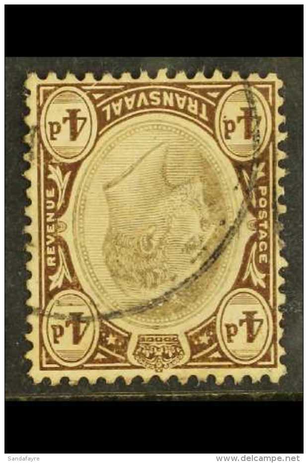 TRANSVAAL 1904-09 4d Black &amp; Brown WMK INVERTED, SG 265w, Fu For More Images, Please Visit... - Non Classificati