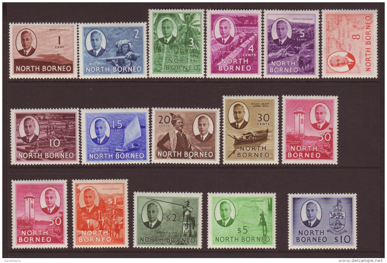 1950-52 Definitives Complete Set, SG 356/70, Vfm, Fresh (16) For More Images, Please Visit... - Borneo Del Nord (...-1963)