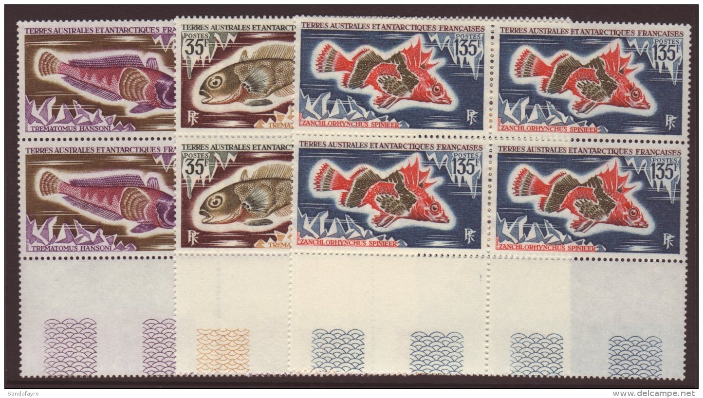 TAAF 1971 Fish Set, Yv 43/45 As Nhm Marginal Blocks Of 4 (12) For More Images, Please Visit... - Altri & Non Classificati