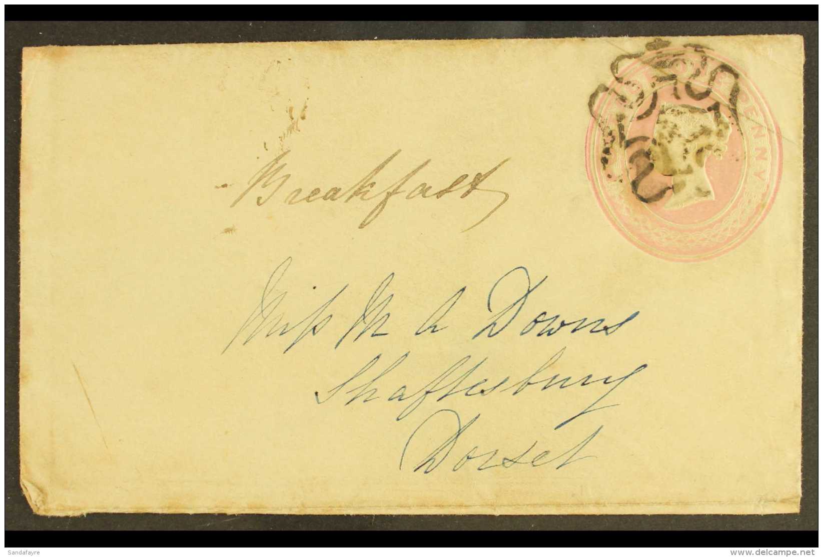 1844 (3 May) 1d Postal Stationery Envelope Addressed To Dorset With "5" In Maltese Cross Cancel. For More Images,... - Altri & Non Classificati