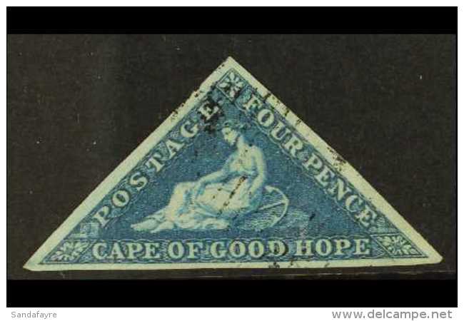 CAPE OF GOOD HOPE 1853 4d Deep Blue, On Slightly Blued Paper, SG 4, Fine Used With Light Cancel, Three Large &amp;... - Non Classificati
