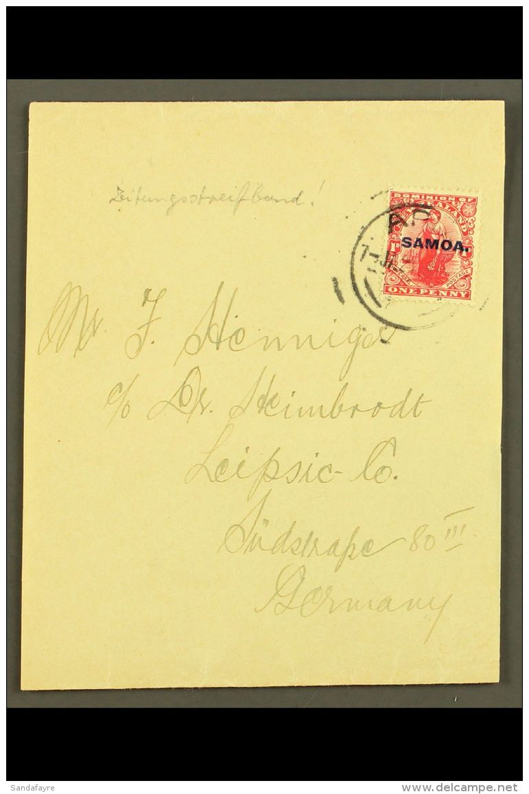 1921 Plain WRAPPER To Germany, Sent At 1d Rate, Apia 07.01.21 Postmark, Scarce Item. For More Images, Please Visit... - Samoa