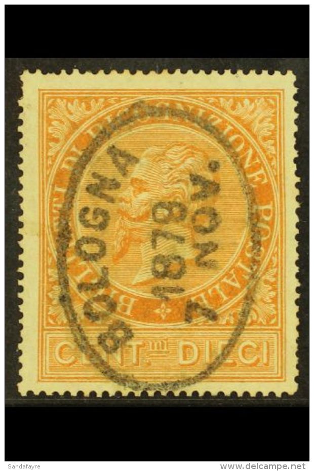 POSTAL RECOGNITION 1874 10c Orange, Sass 1, With Full Bologna Oval Dated Cancel, Couple Shortish Perfs. Attractive... - Non Classificati