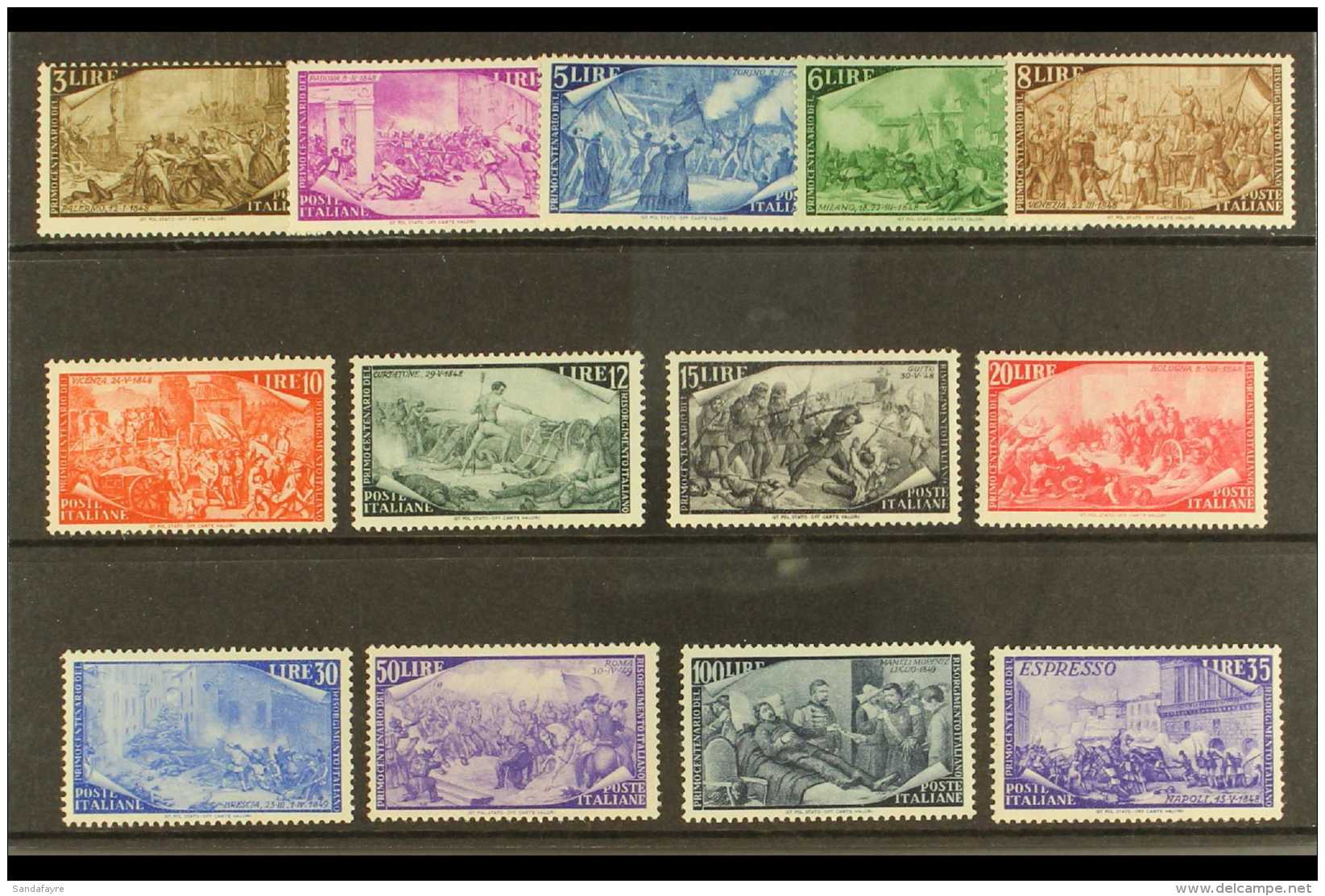 1948 Centenary Of Revolution Complete Set Inc 35L Express Stamp (SG 706/17 &amp; E718, Sassone 580/91 &amp; E32),... - Non Classificati