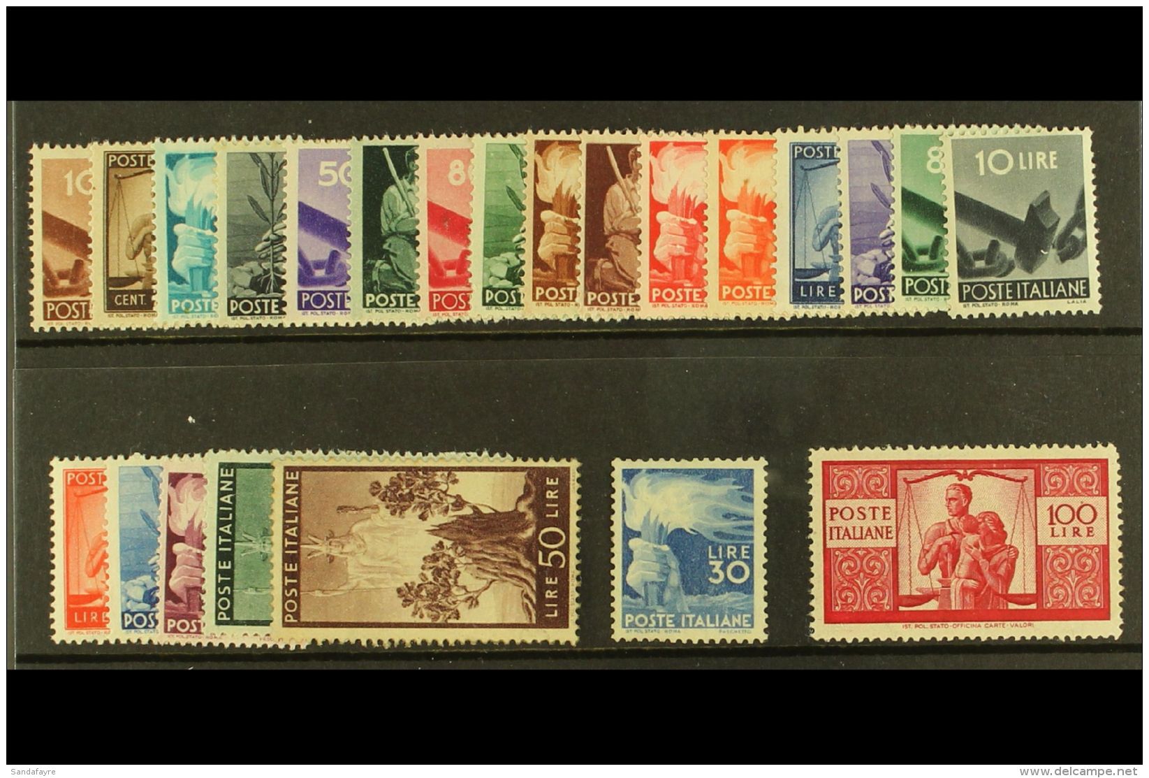 1945 "Democracy" Set Complete, Sass S130, Very Fine NEVER HINGED MINT, The 100L With Raybaudi Photo Certificate.... - Non Classificati