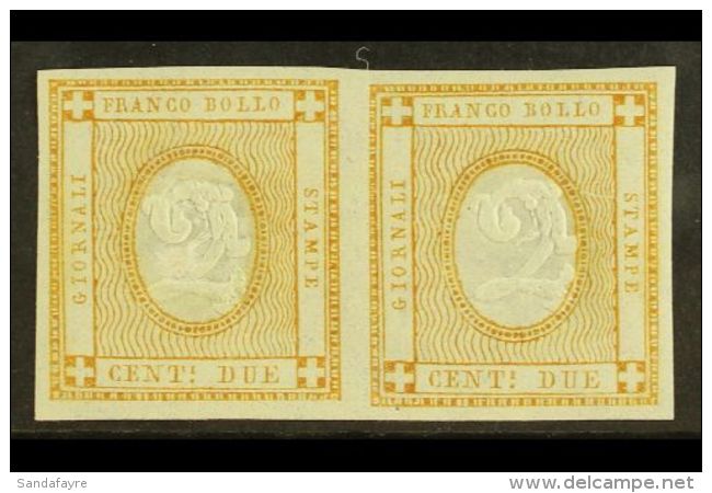 1862 2c Bistre, Horizontal Pair Left Copy Showing Variety "double Figure Of Value", Sass 10 + 10e, Superb NHM.... - Non Classificati