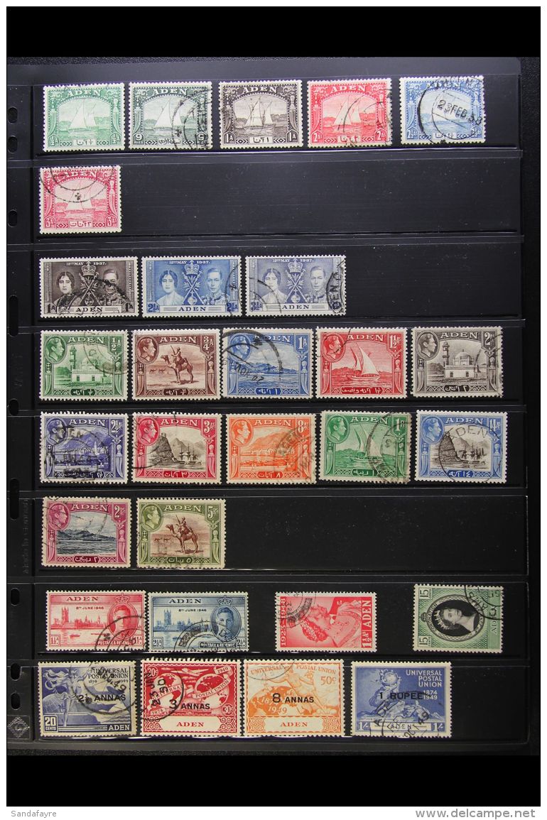 1937-1968 FINE USED COLLECTION On Stock Pages, ALL DIFFERENT, Inc 1937 Dhow Set To 3a, 1939-48 Set To 5s, 1953-63... - Aden (1854-1963)