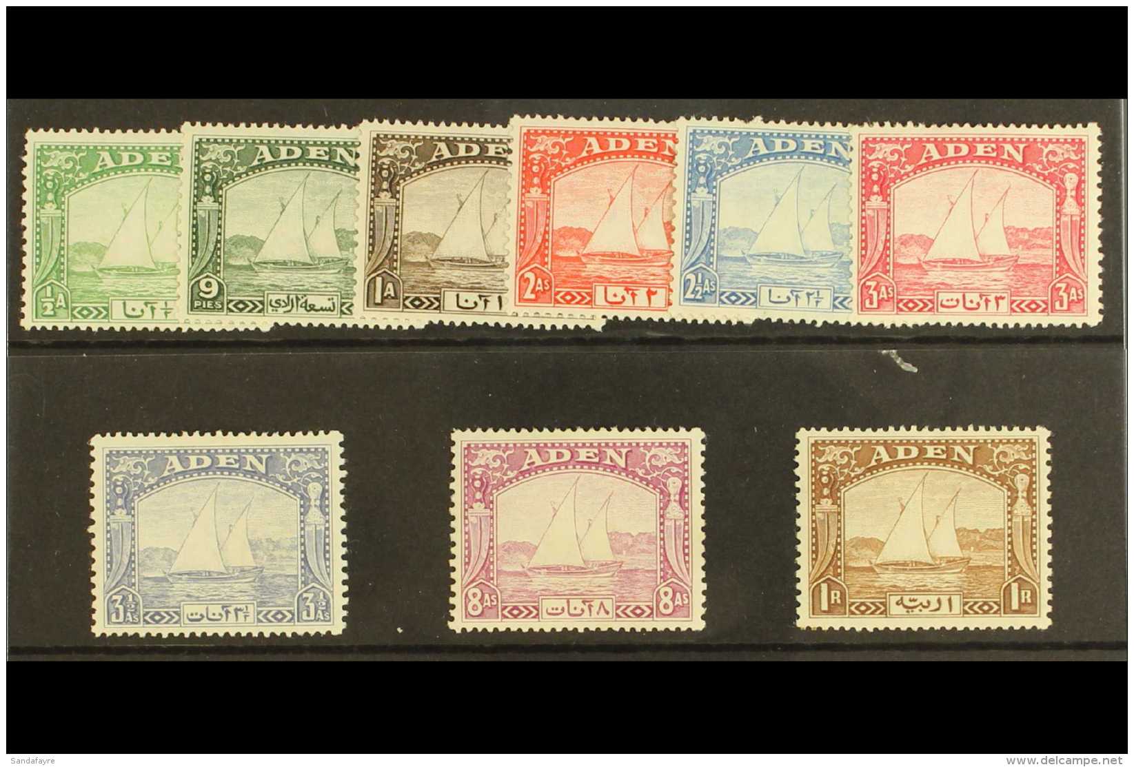 1937 Dhow Set To 1R, SG 1/9, VFM. (9) For More Images, Please Visit... - Aden (1854-1963)