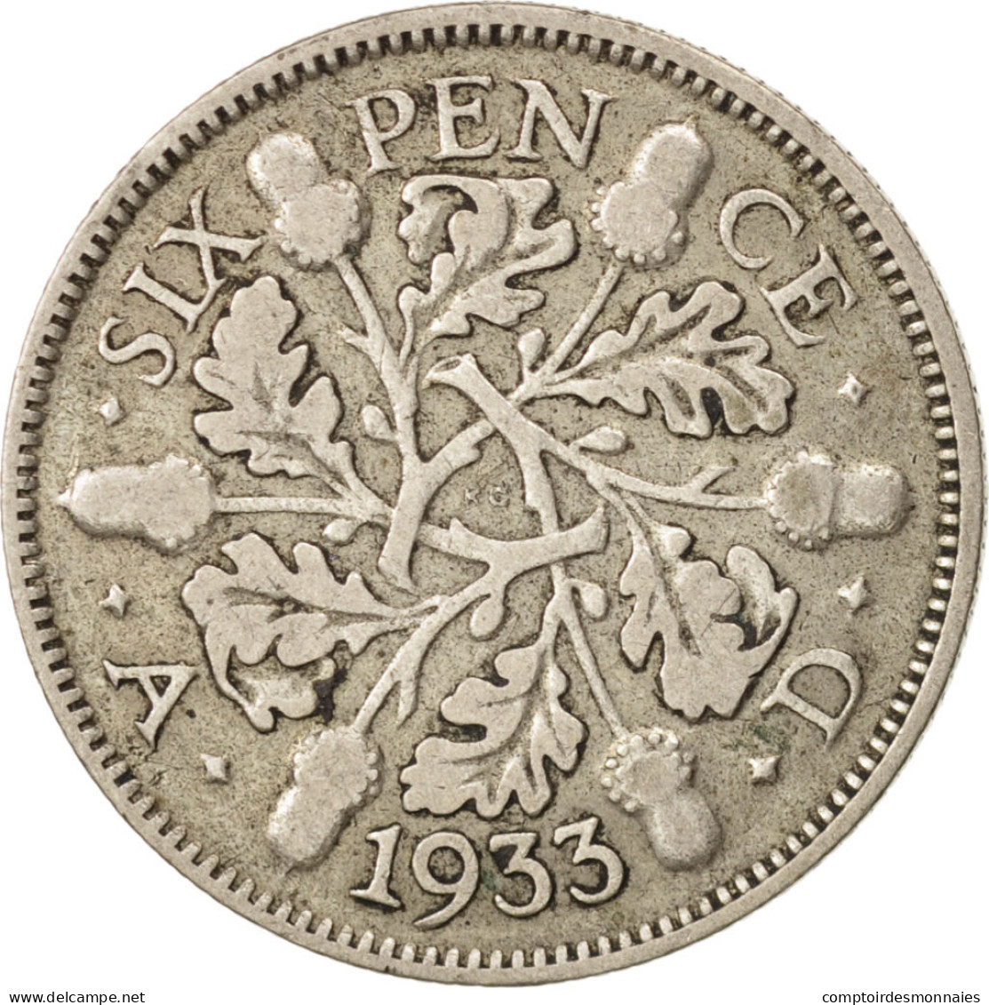 Monnaie, Grande-Bretagne, George V, 6 Pence, 1933, TTB, Argent, KM:832 - F. 3 Pence