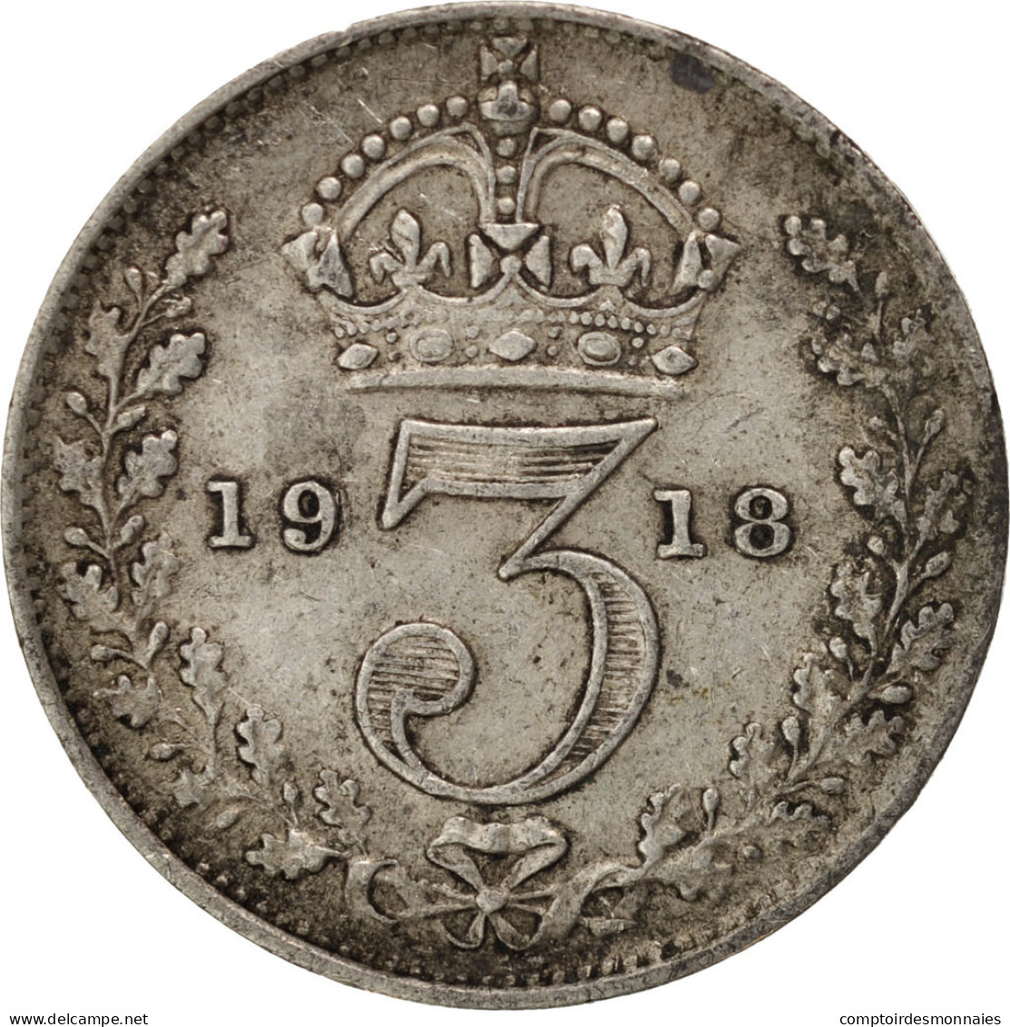 Monnaie, Grande-Bretagne, George V, 3 Pence, 1918, TTB, Argent, KM:813 - F. 3 Pence